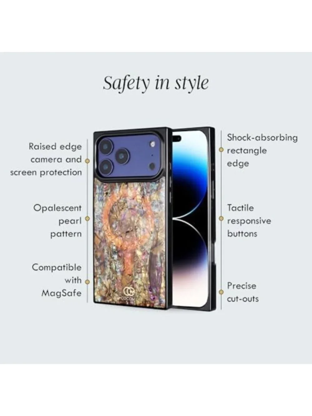 Stylish Rectangle iPhone 17 Pro Max Case - Eclipse Abalone Shell Design